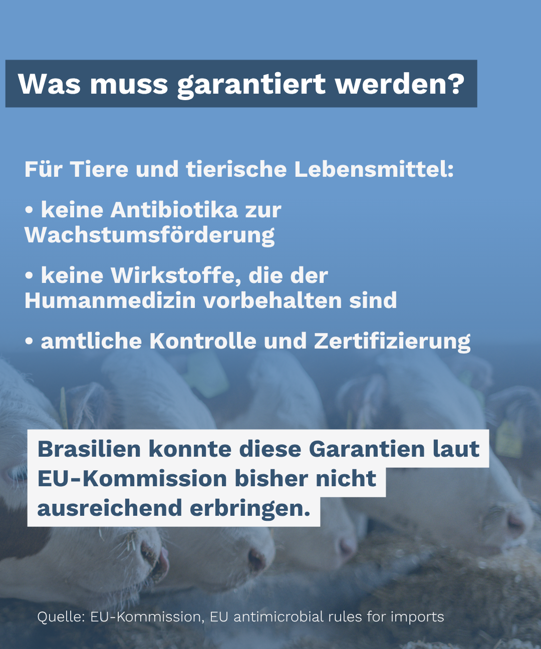 Neue EU-Anforderungen an Drittstaaten zum Einsatz antimikrobieller Mittel bei Tieren und tierischen Lebensmitteln